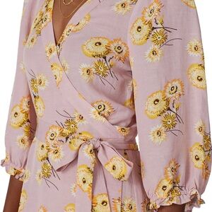 Madewell Pink Floral Wrap Dress